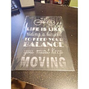 Life Is Like Riding a Bicycle Metal Tin Sign 8" x 12" Inspirational Wall Decor